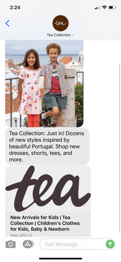 Tea Collection Text Message Marketing Example - 02.04.2021