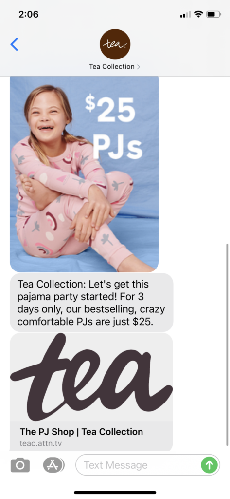 Tea Collection Text Message Marketing Example - 02.05.2021