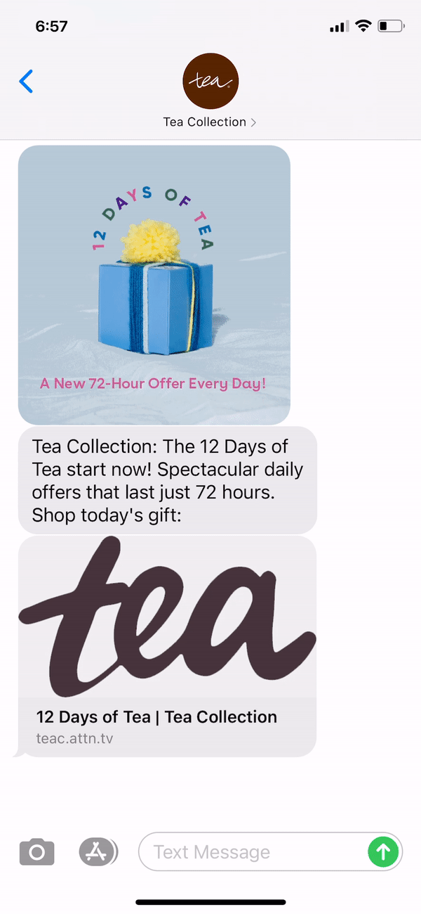 Tea Collection Text Message Marketing Example - 11.11.2020