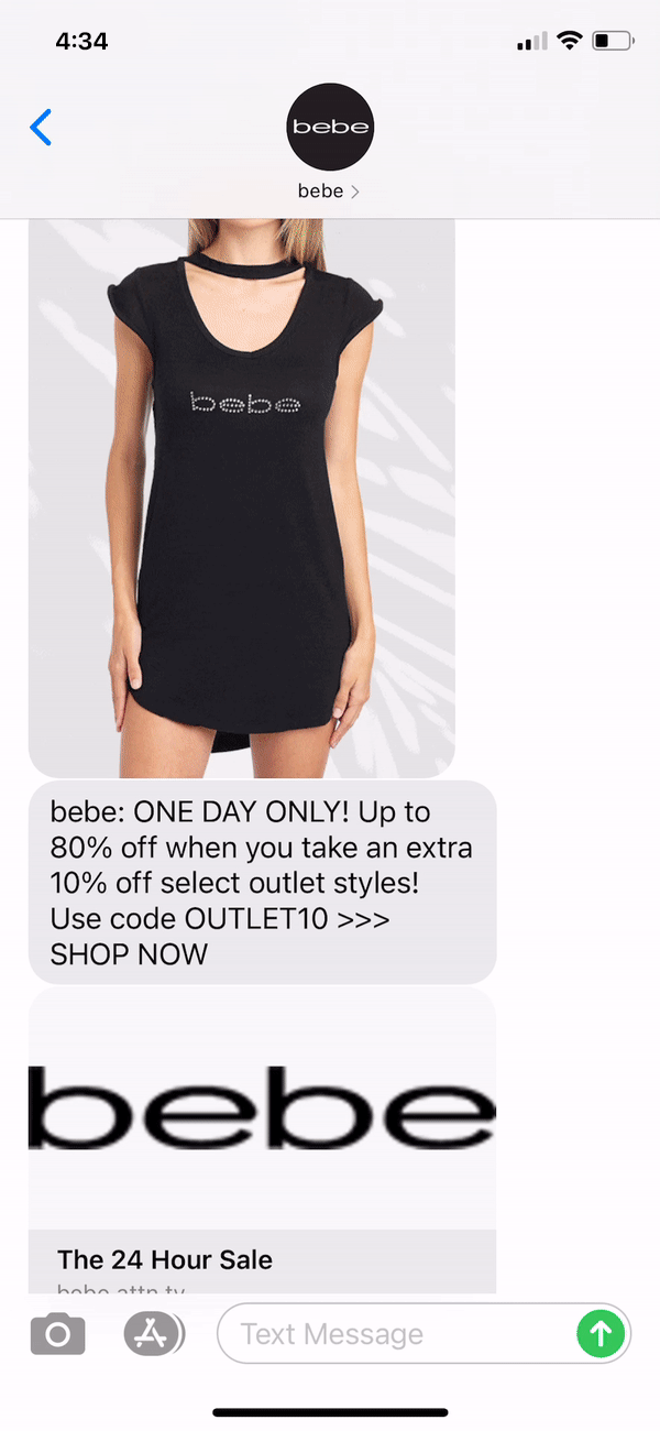 bebe Text Message Marketing Example - 10.27.2020