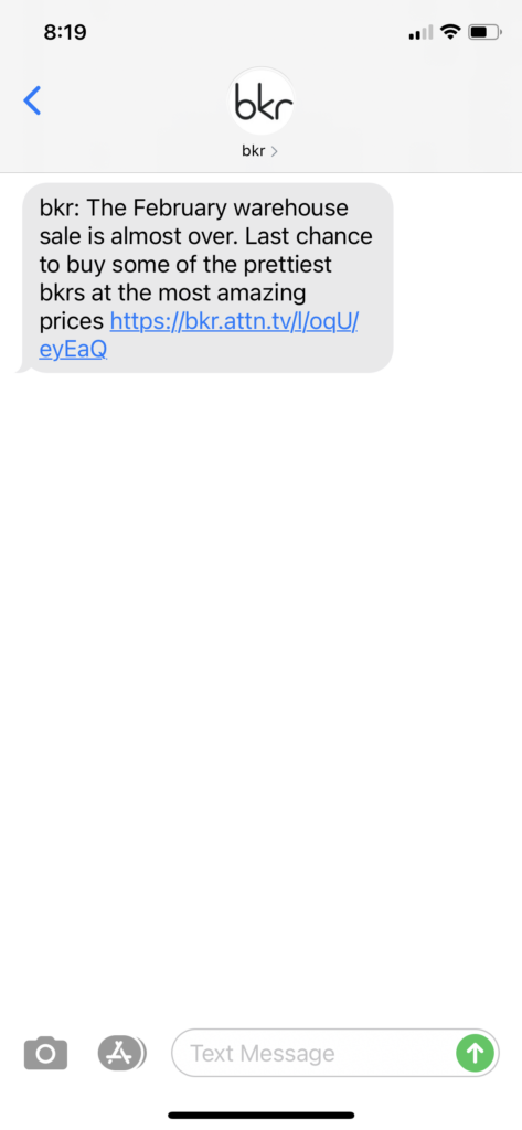 bkr Text Message Marketing Example - 02.22.2021