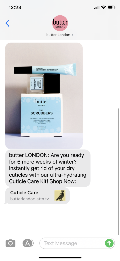 butter London Text Message Marketing Example - 02.02.2021