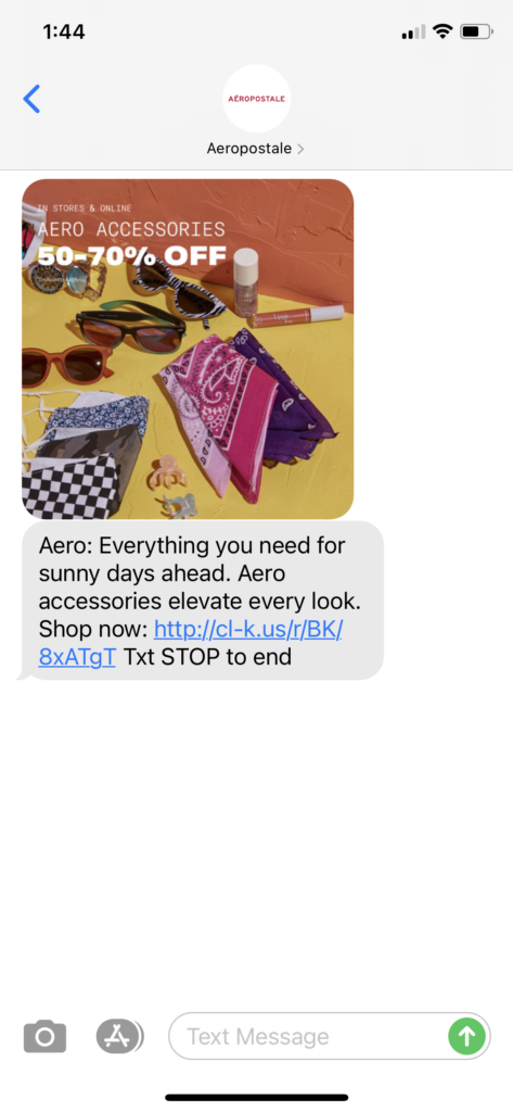 Aeropostale Text Message Marketing Example - 03.05.2021