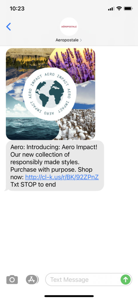 Aeropostale Text Message Marketing Example - 03.18.2021