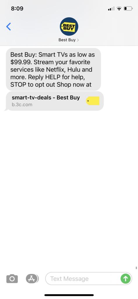 Best Buy 1 Text Message Marketing Example - 02.27.2021
