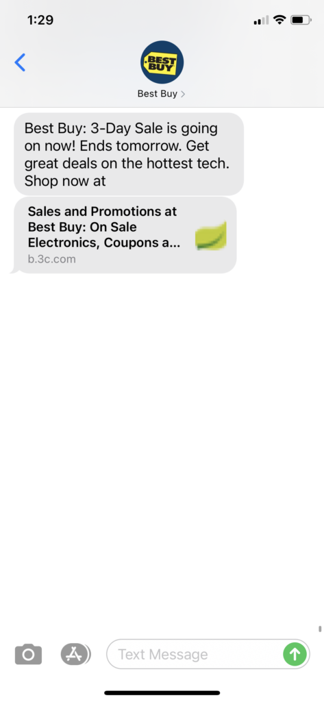Best Buy 1 Text Message Marketing Example - 03.06.2021