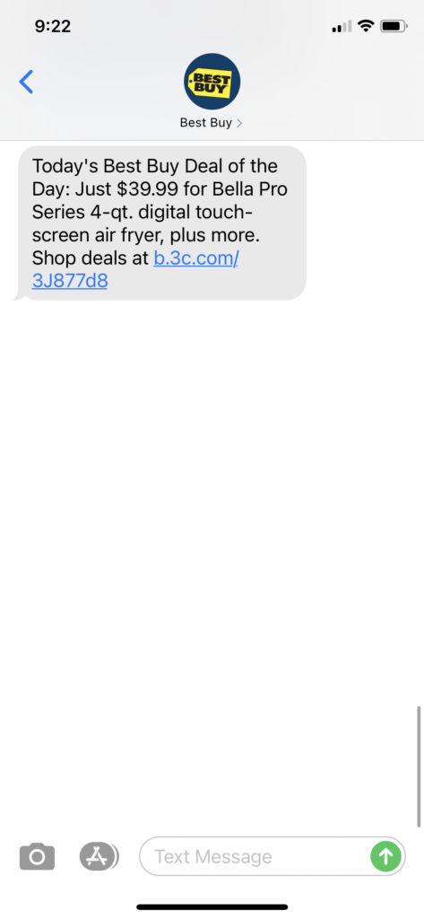 Best Buy 1 Text Message Marketing Example - 03.09.2021