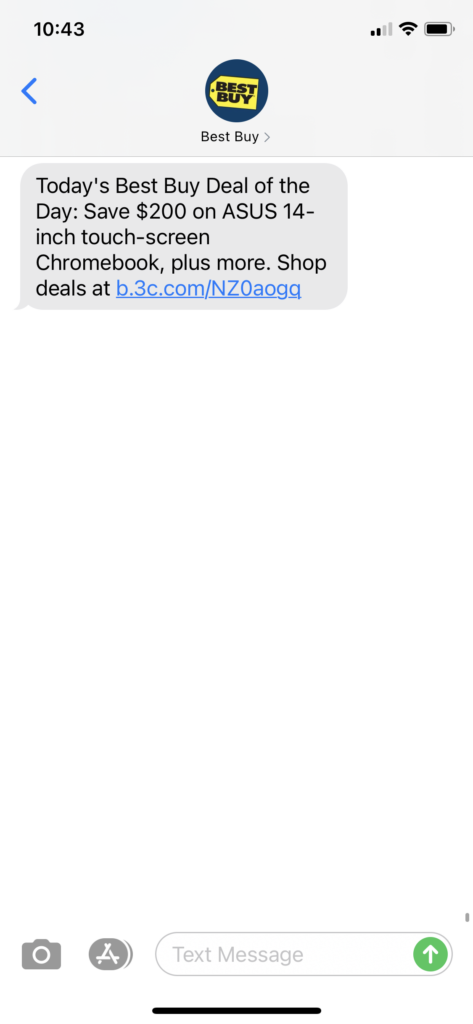 Best Buy 1 Text Message Marketing Example - 03.29.2021