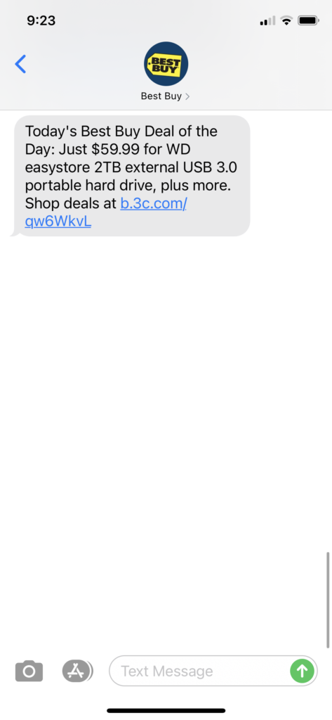 Best Buy Text Message Marketing Example - 03.02.2021