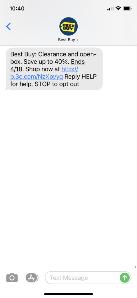 Best Buy Text Message Marketing Example - 03.29.2021
