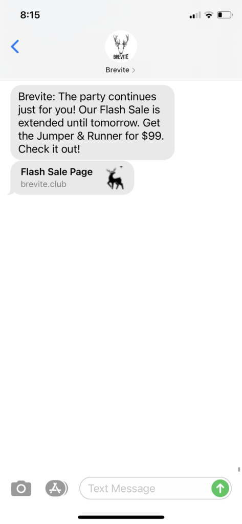 Brevite Text Message Marketing Example - 02.27.2021