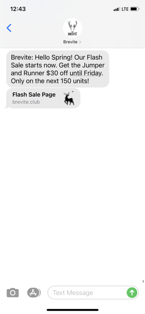 Brevite Text Message Marketing Example - 03.24.2021