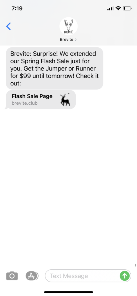 Brevite Text Message Marketing Example - 03.27.2021