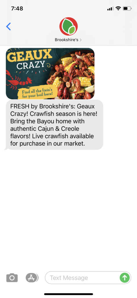 Brookshire's Text Message Marketing Example - 03.17.2021