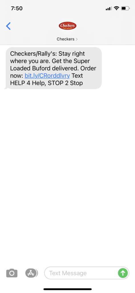 Checkers Text Message Marketing Example - 03.17.2021
