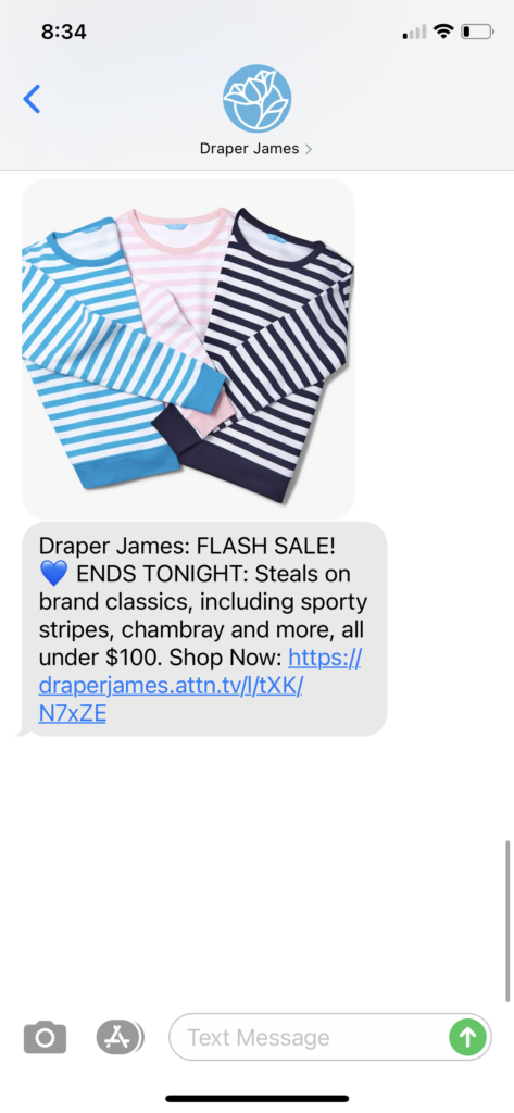 Draper James Text Message Marketing Example - 02.26.2021