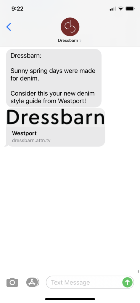 Dressbarn Text Message Marketing Example - 03.02.2021