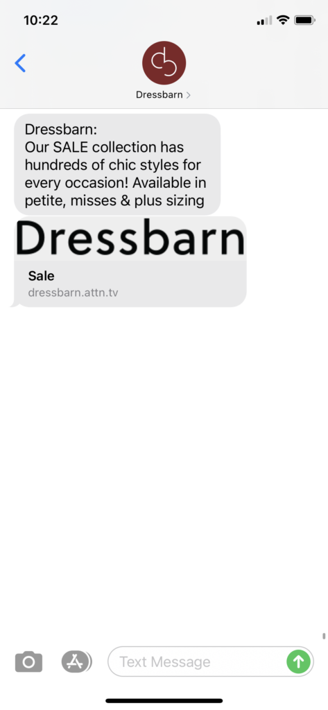 Dressbarn Text Message Marketing Example - 03.18.2021