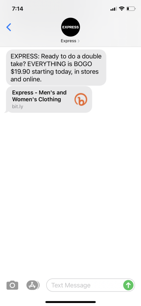 Express Text Message Marketing Example - 03.27.2021