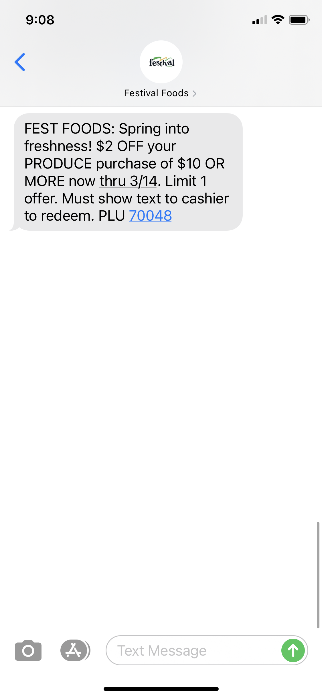 Festival Foods Text Message Marketing Example – 03.12.2021 | SMS Archives