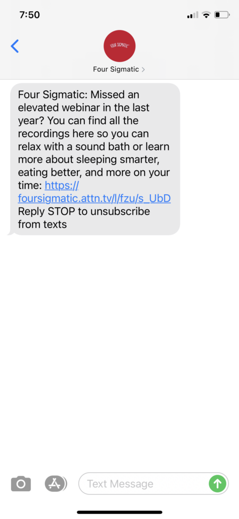 Four Sigmatic Text Message Marketing Example - 02.28.2021
