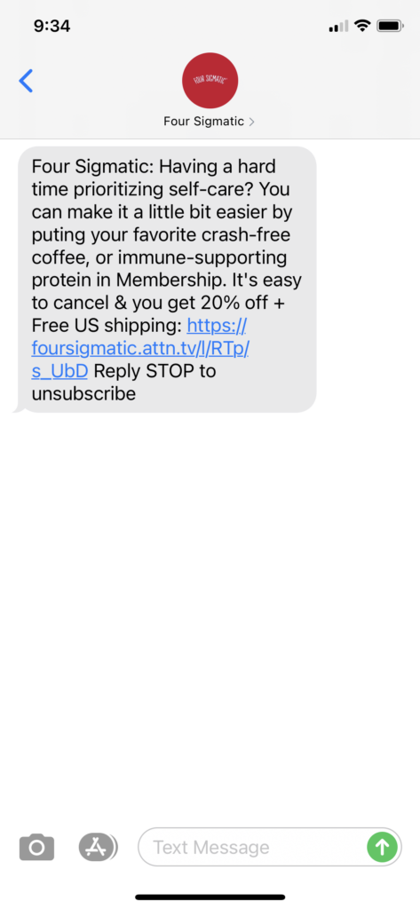 Four Sigmatic Text Message Marketing Example - 03.11.2021