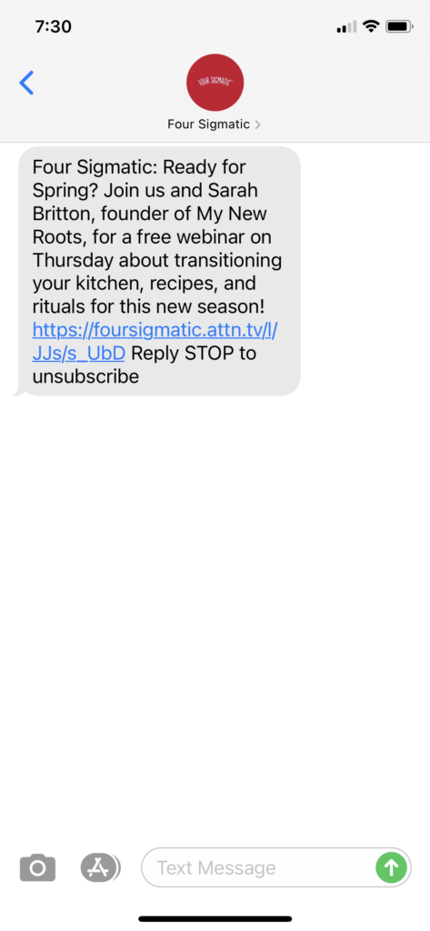 Four Sigmatic Text Message Marketing Example - 03.16.2021