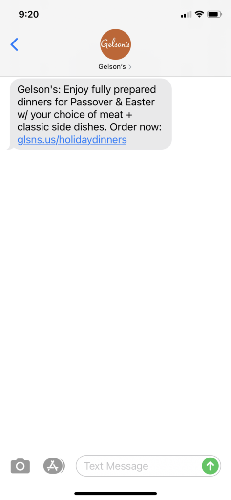 Gelson's Text Message Marketing Example - 03.09.2021