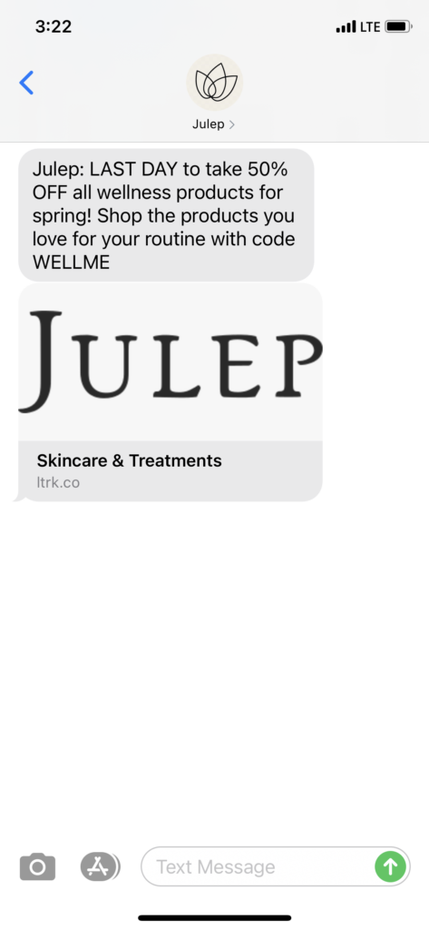 Julep Text Message Marketing Example - 03.21.2021