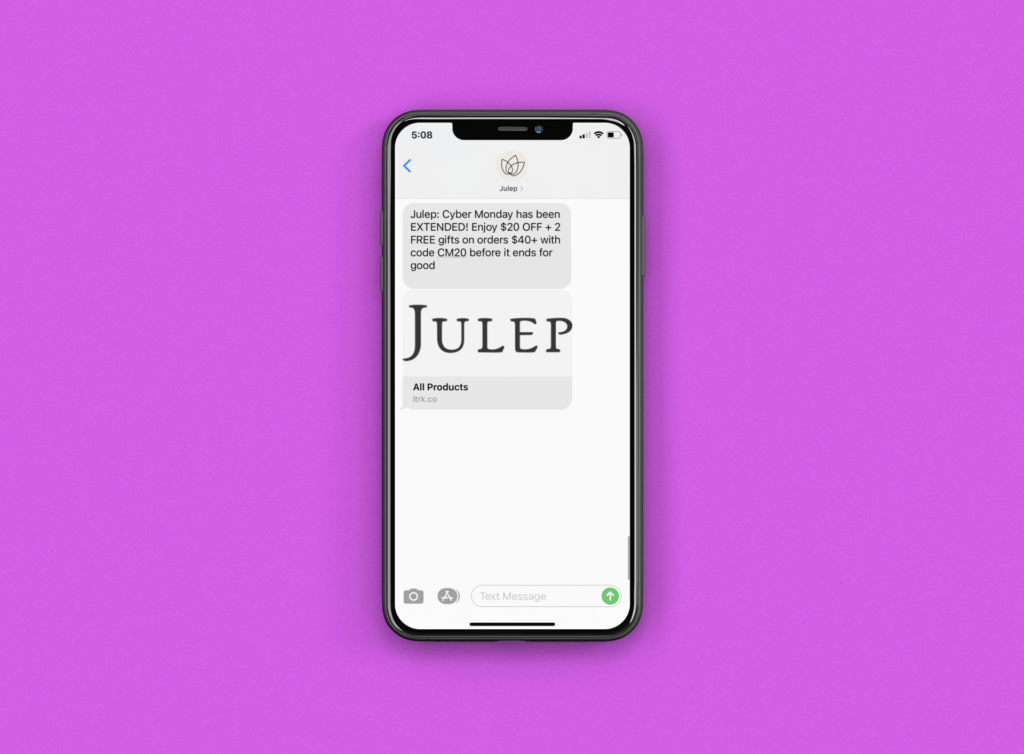 julep text message marketing example