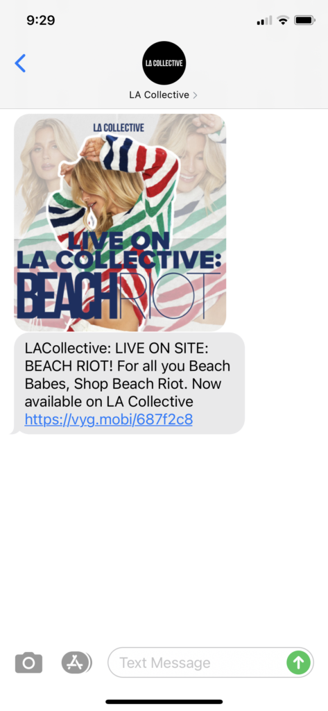 LA Collective Text Message Marketing Example - 03.01.2021