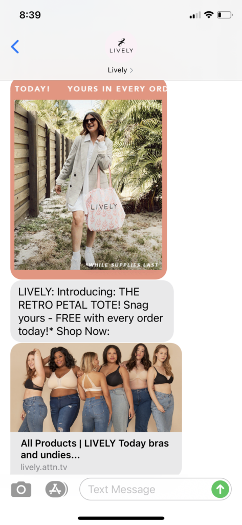 Lively Text Message Marketing Example - 02.26.2021