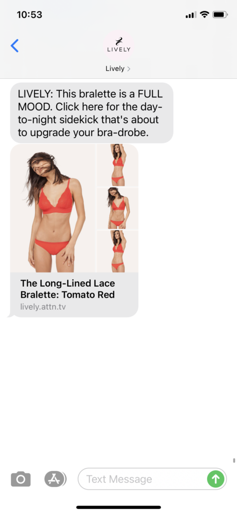 Lively Text Message Marketing Example - 03.26.2021
