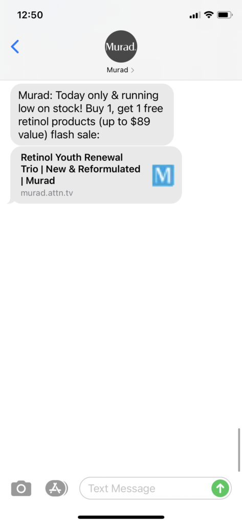 Murad Text Message Marketing Example - 03.23.2021