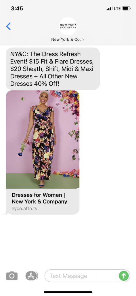 New York & Co Text Message Marketing Example - 03.19.2021