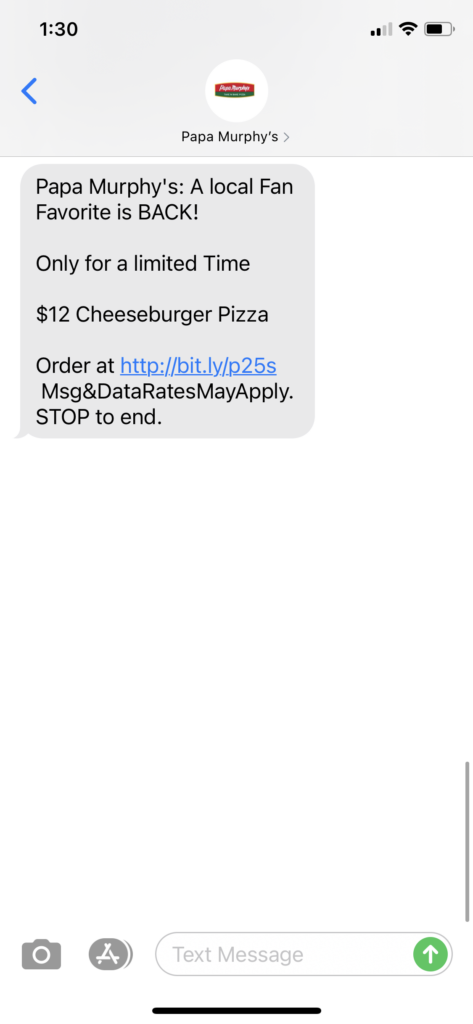 Papa Murphy's Text Message Marketing Example - 03.06.2021