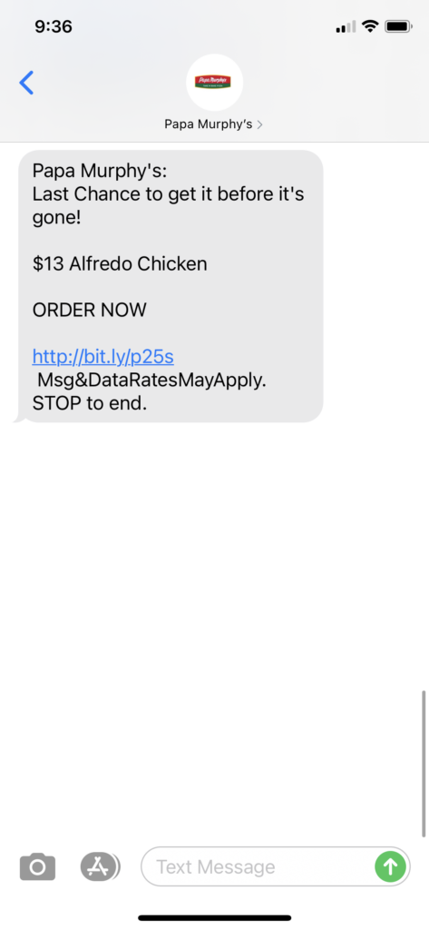 Papa Murphy's Text Message Marketing Example - 03.11.2021