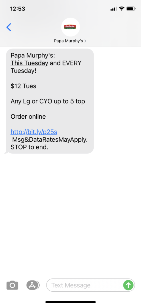 Papa Murphy's Text Message Marketing Example - 03.23.2021