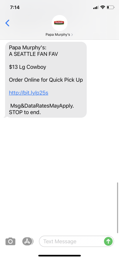 Papa Murphy's Text Message Marketing Example - 03.27.2021