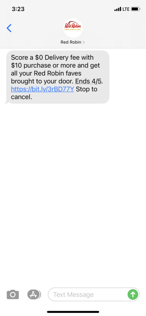 Red Robin Text Message Marketing Example - 03.21.2021