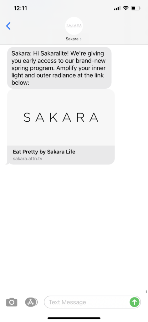 Sakara Text Message Marketing Example - 03.08.2021