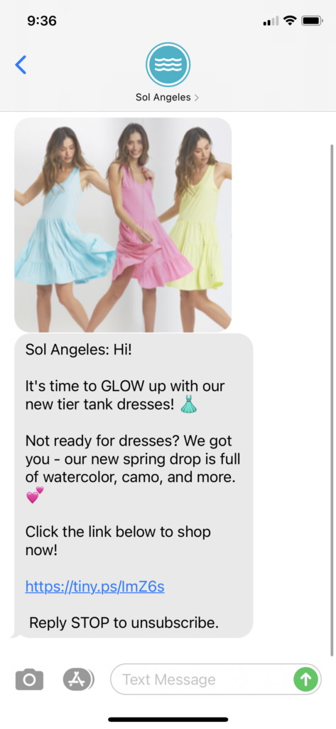 Sol Angeles Text Message Marketing Example - 03.11.2021