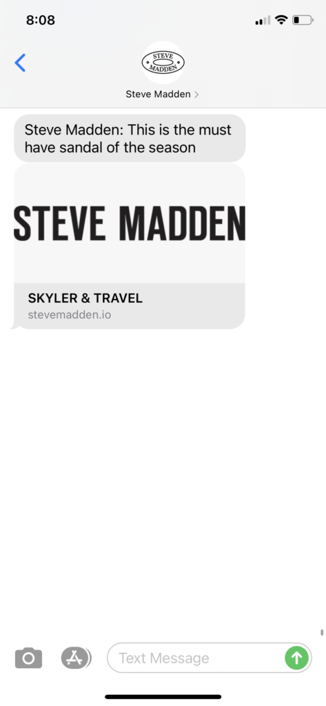 Steve Madden Text Message Marketing Example - 02.27.2021
