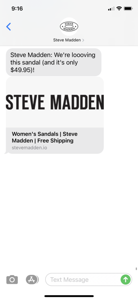 Steve Madden Text Message Marketing Example - 03.03.2021