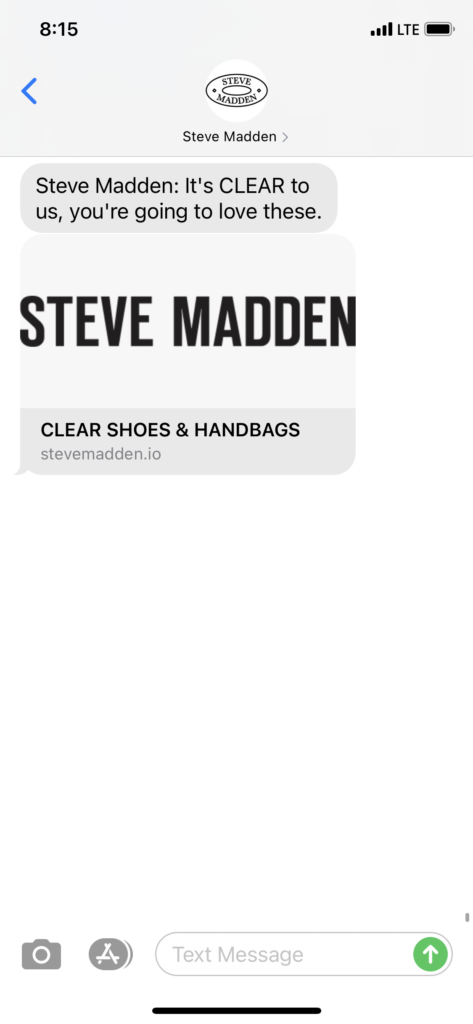 Steve Madden Text Message Marketing Example - 03.14.2021