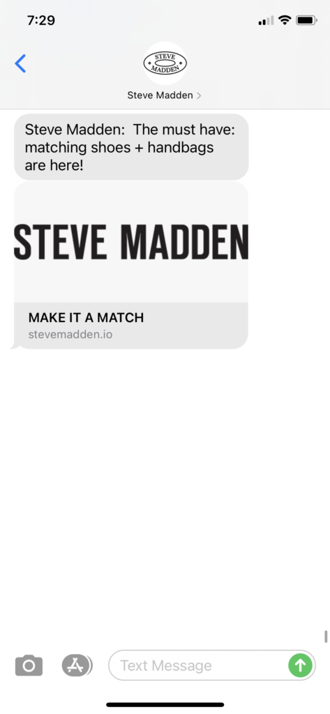 Steve Madden Text Message Marketing Example - 03.16.2021
