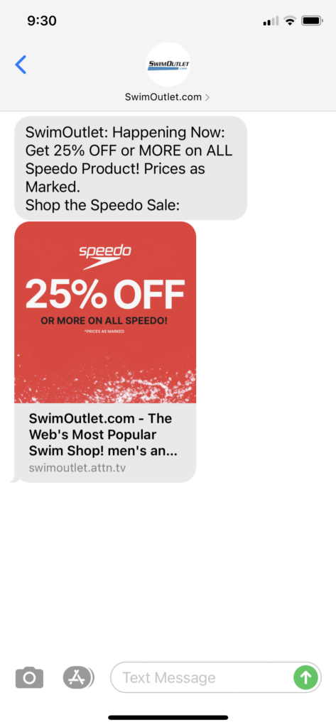 SwimOutlet.com Text Message Marketing Example - 03.01.2021