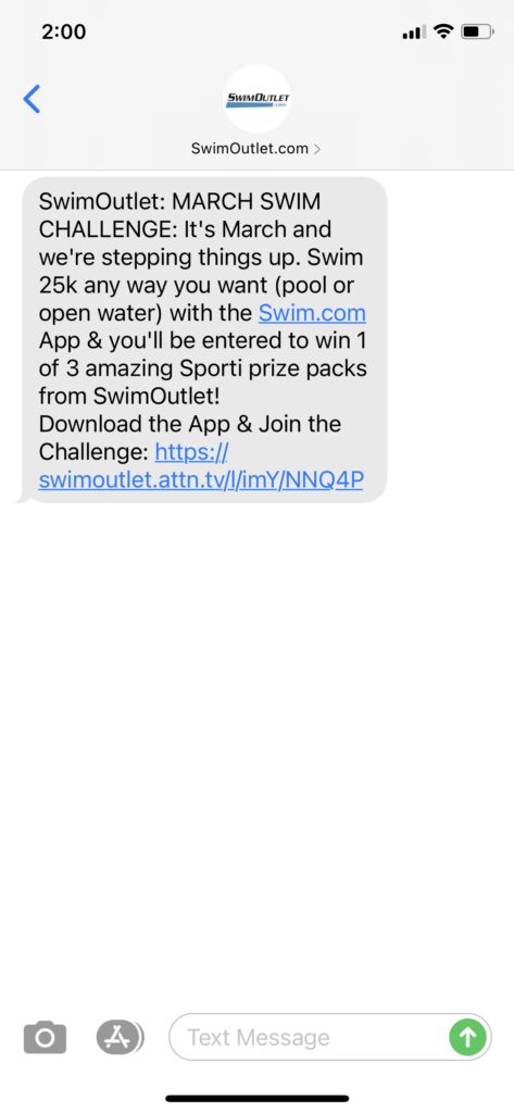 SwimOutlet.com Text Message Marketing Example - 03.04.2021