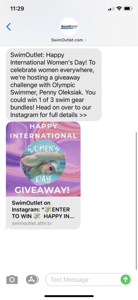 SwimOutlet.com Text Message Marketing Example - 03.08.2021