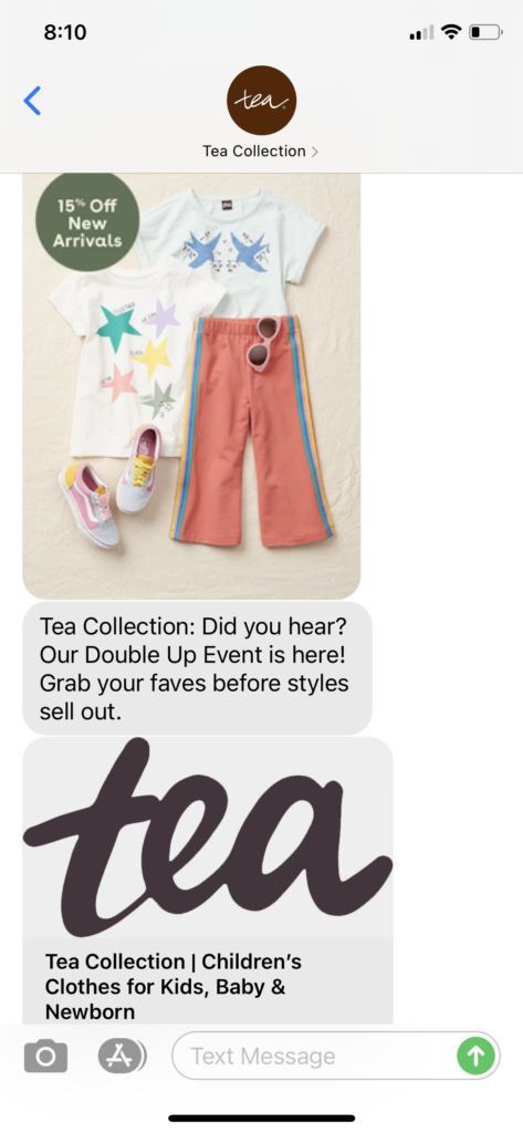 Tea Collection Text Message Marketing Example - 02.27.2021